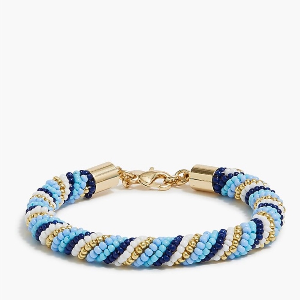 JCrew Wrapped Beaded Bracelet in Blue, White, and Gold- NWOT